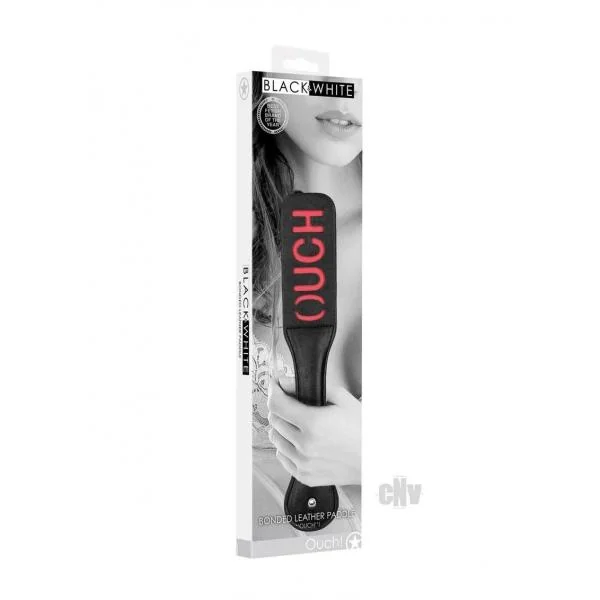 Ouch! Black & White Bonded Leather Paddle Ouch Black