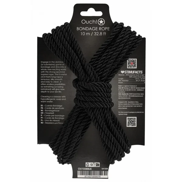 Ouch Bondage Rope 10 Meter Nylon – Black