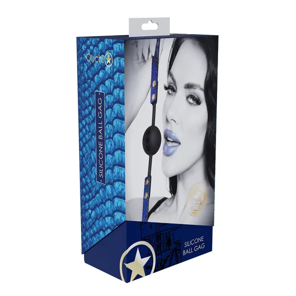 Ouch! International Florence Collection Silicone Ball Gag Blue
