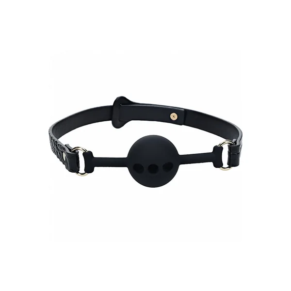 Ouch International - Rome Collection - Breathable Silicone Ball Gag - Black/Gold