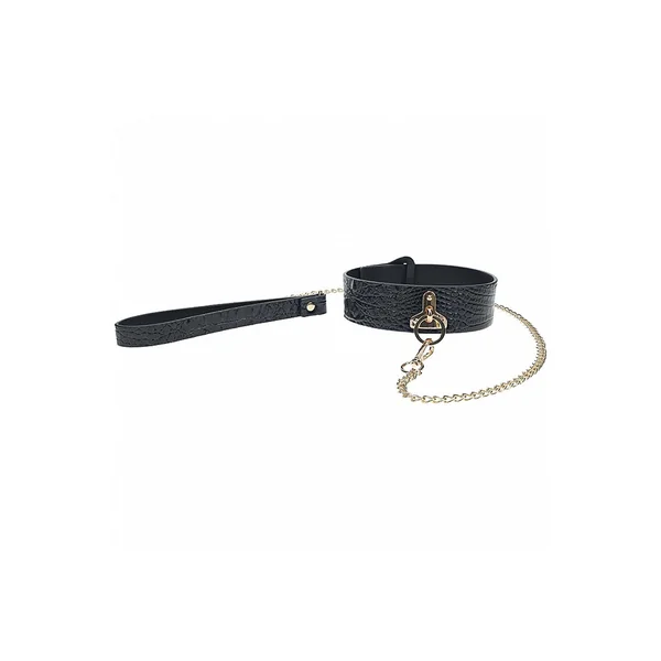 Ouch International - Rome Collection - Collar With Leash - Black/Gold
