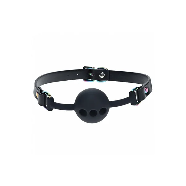 Ouch International - Venice Collection - Silicone Ball Gag - Black/Iridescent
