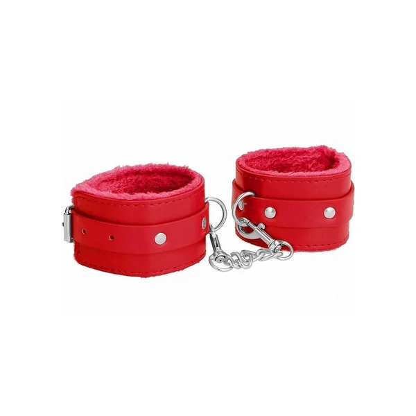 Ouch! Plush Leather Ankle Cuff – Red