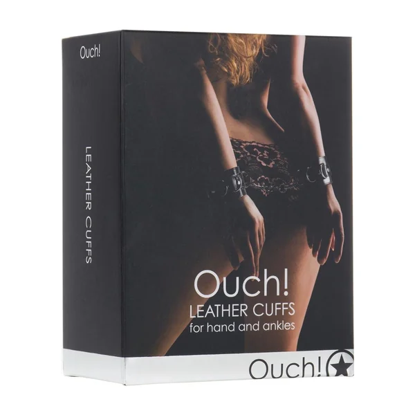 Ouch Premium Bonded Leather Cuffs For Hands Or Ankles Black