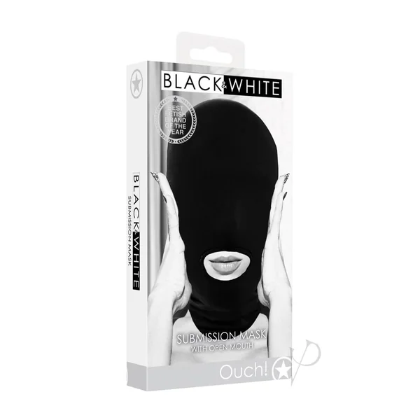Ouch! Submission Mask with Open Mouth - Black