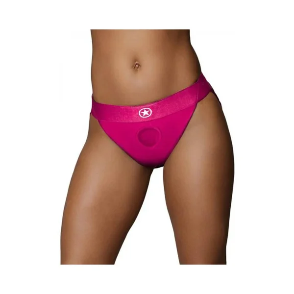 Ouch! Vibrating Strap-on Panty Harness With Open Pink Black M/l