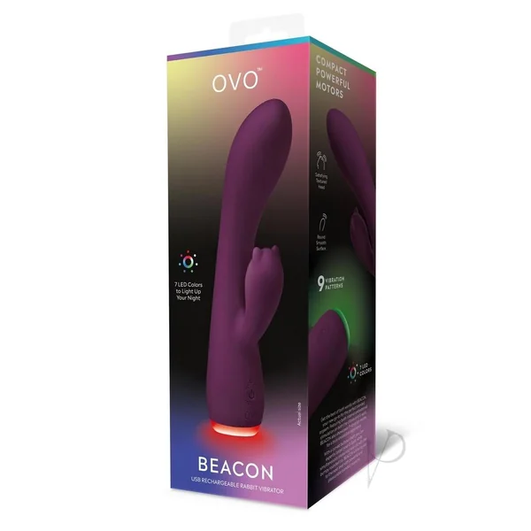 OVO Beacon Rechargeable Silicone Dual Stim Vibrator - Purple