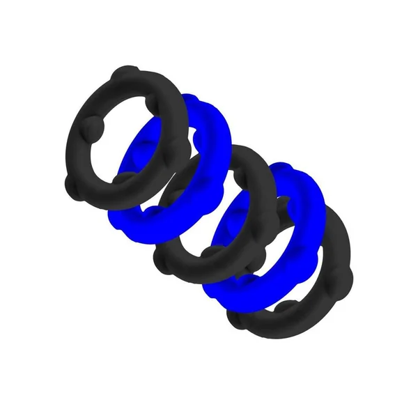 Oxballs Gearheads Silicone Spinner Cock Rings (5 Pack) – Blue/Black