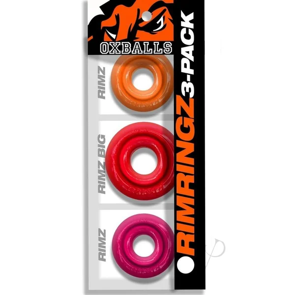 Oxballs Rimringz Multi Size Cock Rings (3 Pack) - Fire Hots