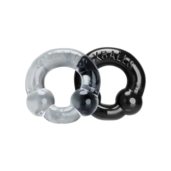 Oxballs Ultraballs Cock Ring Set (2 pack)- Black and Clear