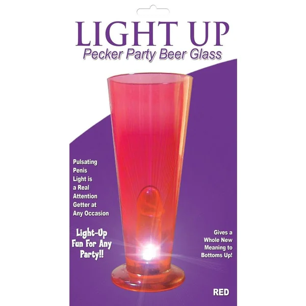 Party Pecker Light Up Beer Glass Red