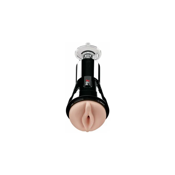 PDX Elite Cock Compressor Rechargeable Vibrating Stroker With Hands-Free Suction Cup Beige/Black