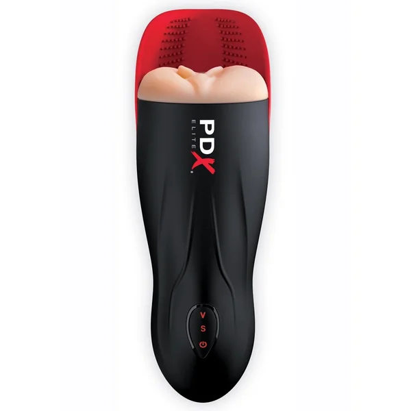 PDX Elite Fuck-O-Matic Stroker Rechargeable Masturbator – Pussy – Black/Vanilla