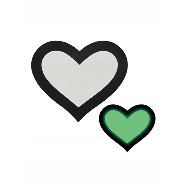 Peekaboo Glow In The Dark Hearts Pasties – Black/Green
