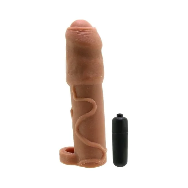 Penis Enhancers: Natural Realskin Uncircumcised Xtender Removable Bullet Waterproof Brown