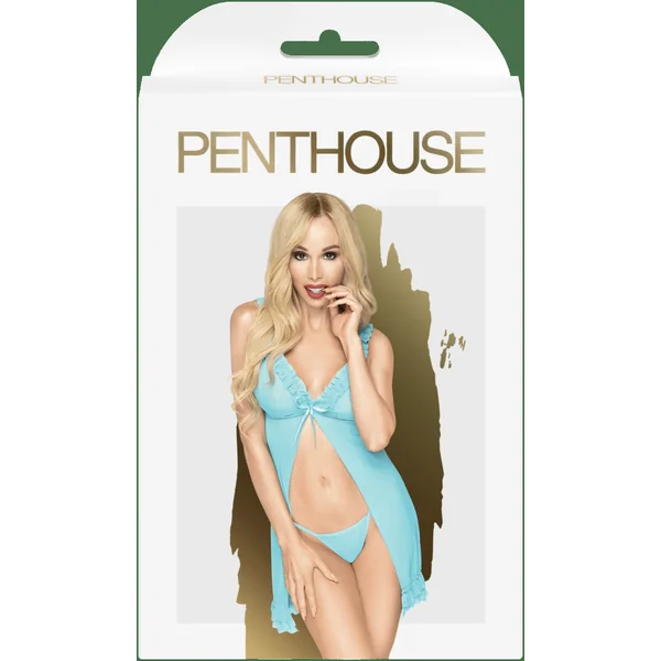 Penthouse After Sunset Turquoise Mini Dress with Thong