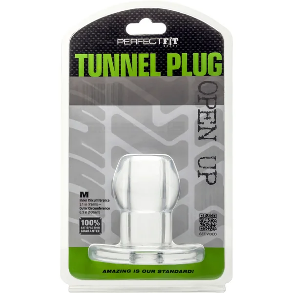 Perfect Fit Anal Tunnel Plug Clear Medium 6.3 Inch Circumference