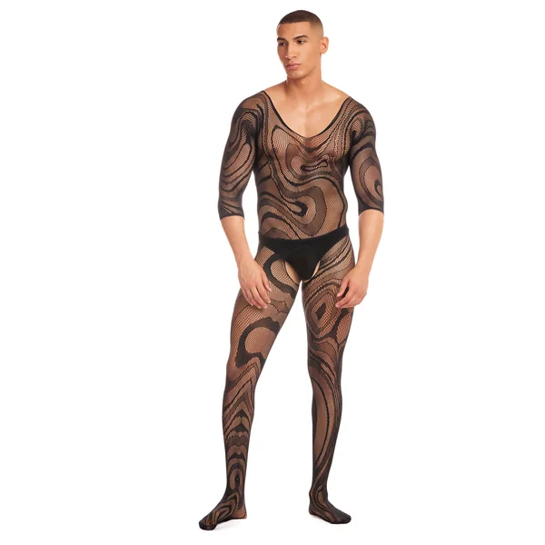 Pink Lipstick Supernova 2pc Bodysuit Set Small Medium Black