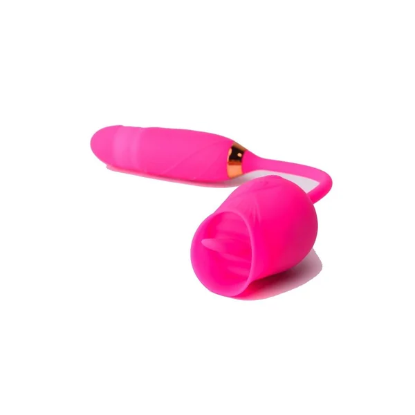 Pink Pussycat Vibrating Licking Rechargeable Silicone Rose with Remote Control – Pink