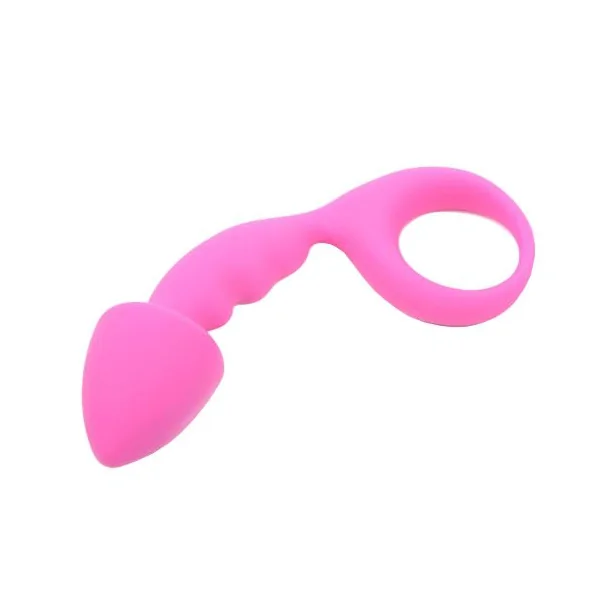 Pink Silicone Curved Comfort Butt Plug