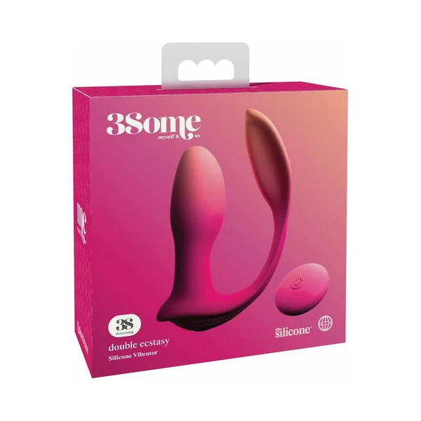 Pipedream 3Some Double Ecstasy Dual Stimulation Silicone Vibrator Red