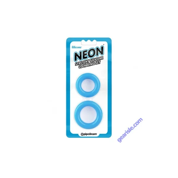 Pipedream Blue Neon Stretchy Silicone Cock Ring Set