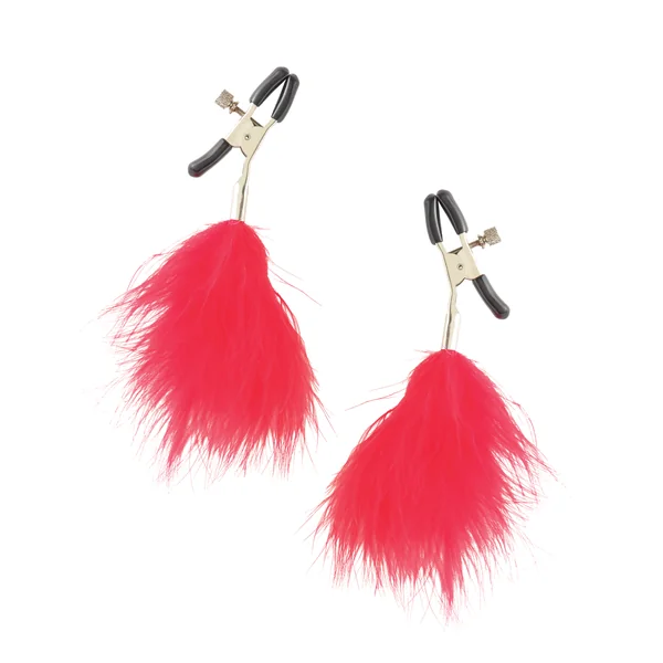 Pipedream Fetish Fantasy Feather Nipple Clamps Red