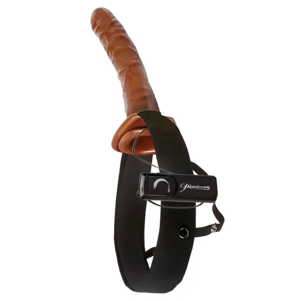 Pipedream Fetish Fantasy Series Chocolate Dream Vibrating 10 in. Hollow Strap-On