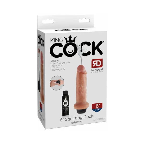 Pipedream King Cock 6 in. Squirting Cock Realistic Dildo Beige