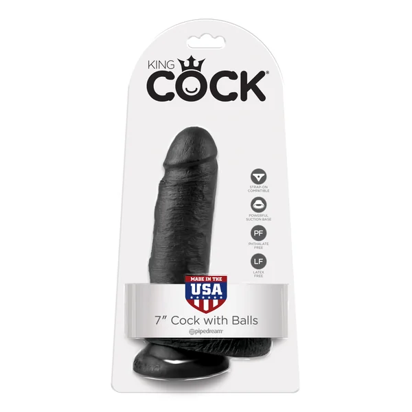 Pipedream King Cock 7″ Cock With Balls Black