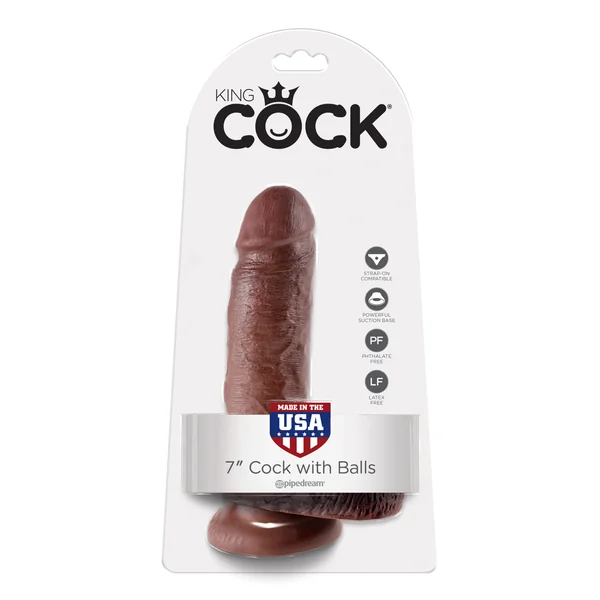 Pipedream King Cock 7″ Cock With Balls Brown