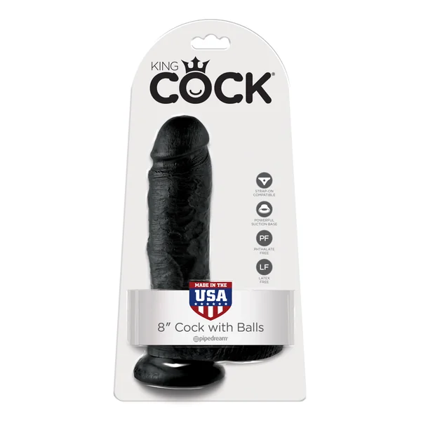 Pipedream King Cock 8″ Cock With Balls Black