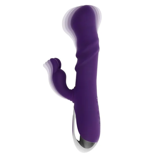 Playboy Bunny Punch Rechargeable Silicone Rabbit Vibrator with Twirly G-Spot Head – Purple