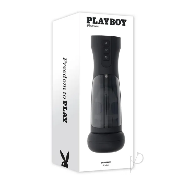Playboy End Game Rechargeable Warming Stroker with UV Stand - Black