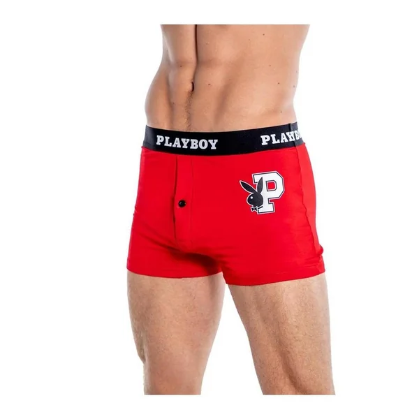 Playboy Mens Varsity Boxer Briefs – Red/White – Large