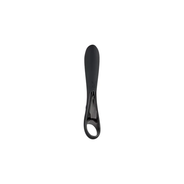 Playboy Ollo Rechargeable Silicone Vibrator with Ring Handle, Black