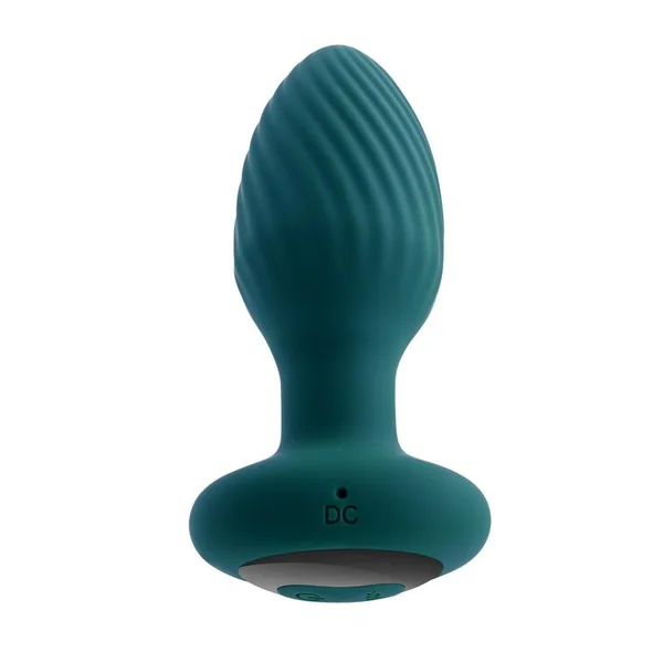 Playboy Spinning Tail Teaser Rechargeable Silicone Rotating Anal Plug with Remote Control – Green
