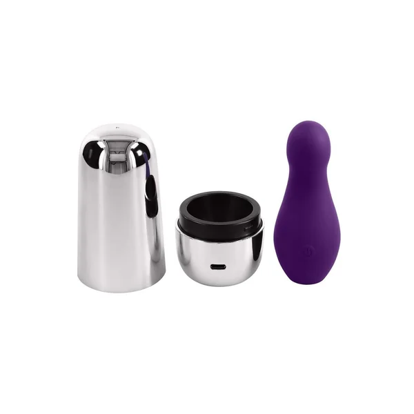 Playboy The Jet Set Vibrator Rechargeable Silicone Clitoral Stimulator – Silver/Purple
