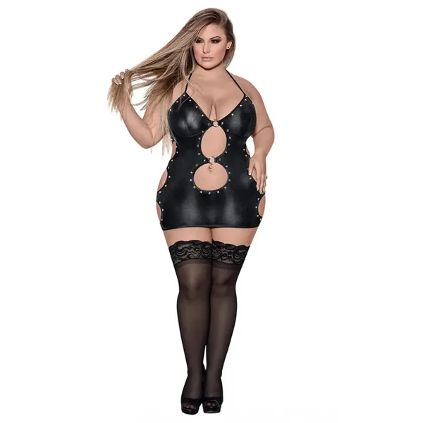 Plus Size BDSM Lingerie Bondage Wear Lust Fetish Selene Queen Sized Black