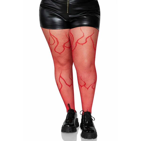 Plus Size Flame Net Tights