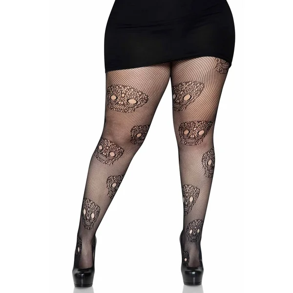 Plus Size Lace Skull Fishnet Tights