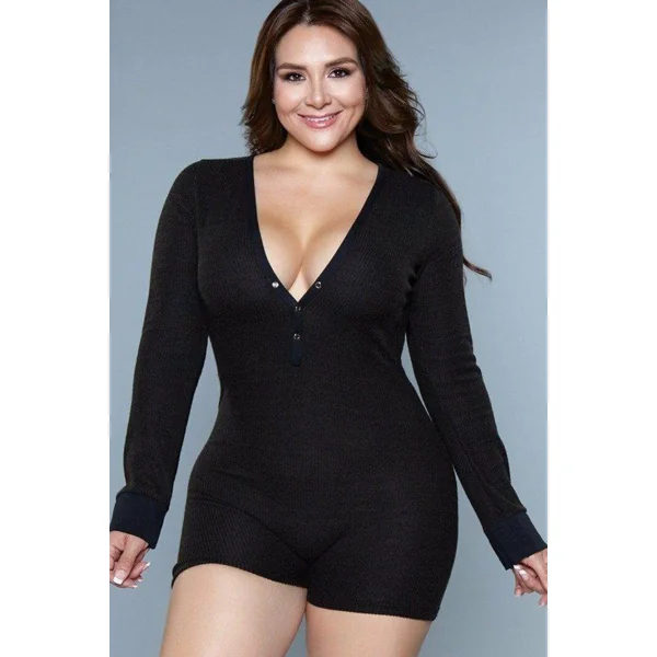 Plus Size Long Sleeve Sleep Romper