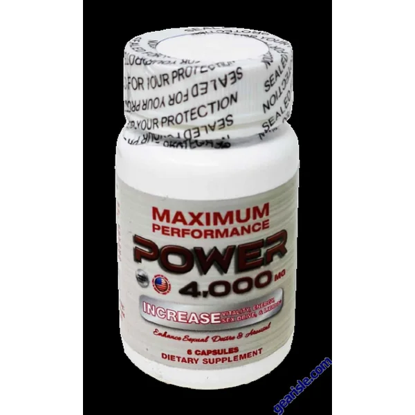 Power 4000 Dietary Male Sexual Supplement 6 Pills Bottle