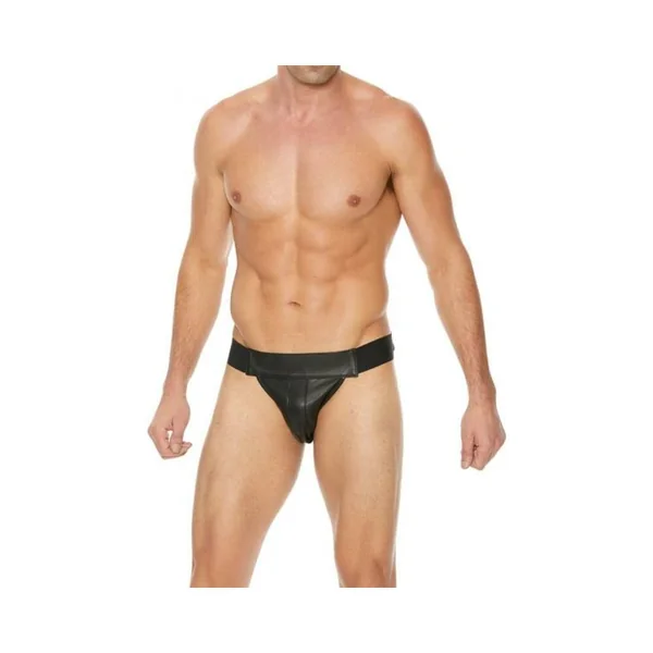 Premium Leather Plain Front With Zip Jock Black