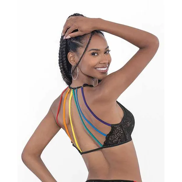 Pride Lace Rainbow Strappy Top Black O/S