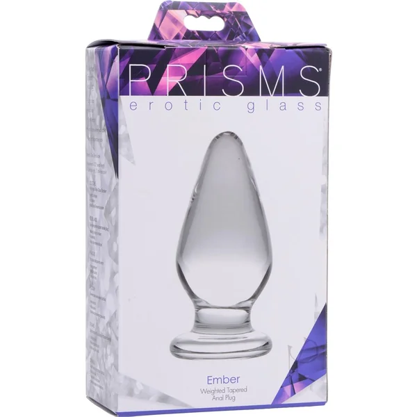 Prisms Erotic Glass Ember Weighted Tapered Butt Plug Clear