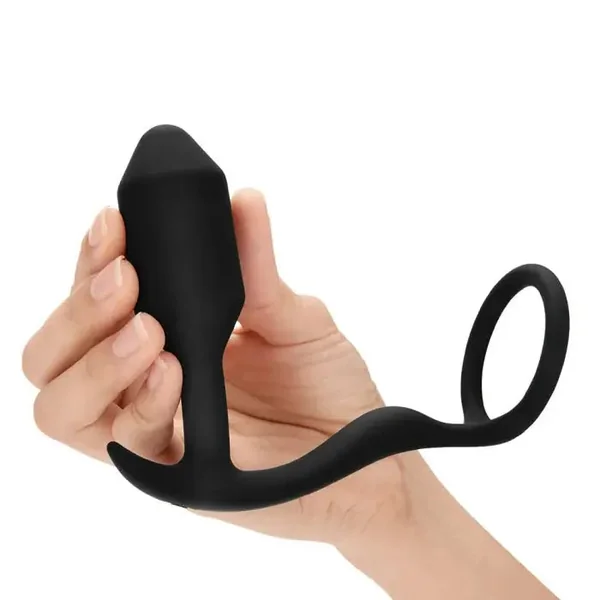 Prostate Plug with Cock Ring Sex Toy SNUG & TUG | BLACK