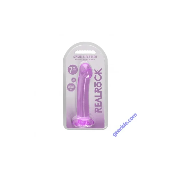 Purple Dildo Non Realistic 6.7" Crystal Shots Toys Suction Cup