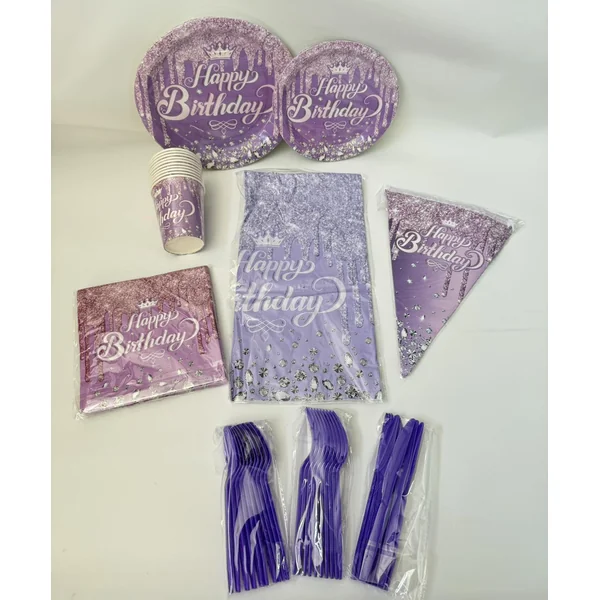 Purple “Happy Birthday” Party Set