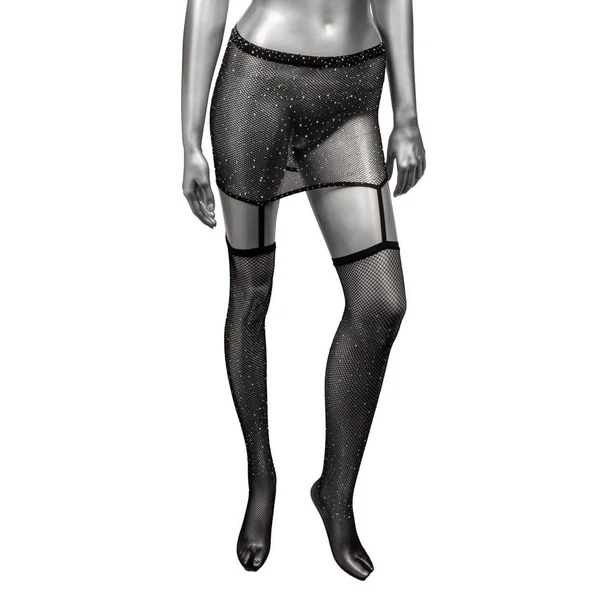 Radiance One Piece Garter Skirt with Thigh Highs – Plus Size – Black